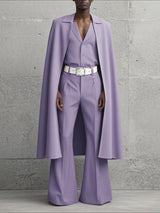 Men's Cape Patchwork Solid Color Two Pieces Outfit SKUL36485