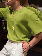 Mens Solid Color Versatile Short-Sleeve T-Shirt SKUL11437