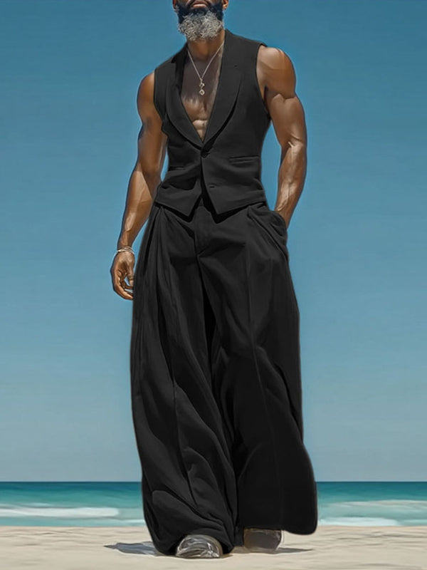 Mens Solid Color Loose Two Pieces Outfit SKUL18946