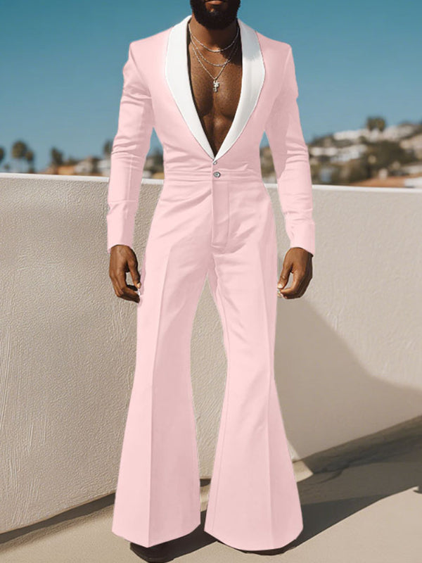 Mens Casual Contrast Color Wide-Leg Jumpsuit SKUL26058