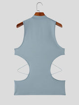 Men's Avant-Garde Keyhole Front Cut Out Mock Neck Tank SKUL67051