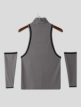 Men's Stripe Colorblock Turtleneck Tank SKUL23779