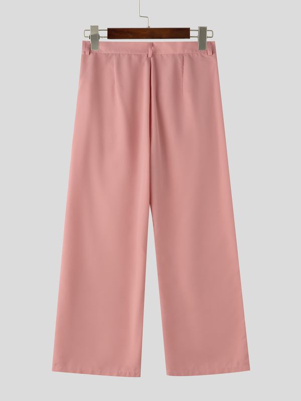 Men's Avant-Garde Asymmetric Layered High Waist Draped Wide Leg Pant SKUL68499
