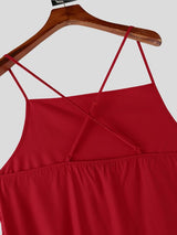 Men's Avant-Garde Genderless Aesthetic Side Slit Spaghetti Strap Long Cami Tank SKUL72499