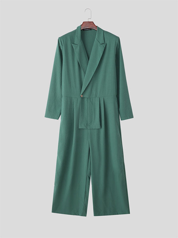 Men's Solid Color Casual Long Sleeve Jumpsuit SKUL28178