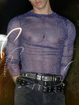 Mens Glitter Mesh See Through T-Shirt SKUK51770