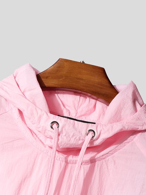 Men's Solid Sheer Long Sleeve Hooded Sweatshirt SKUL28415