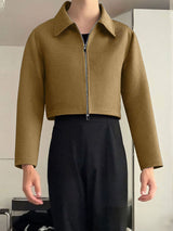 Men's Solid Color Cropped Casual Jacket SKUL35214