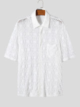 Mens Lace Textured See Through Short Sleeve Shirt SKUK58204