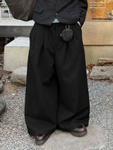 Men's Solid Color Textured Wide Leg Casual Pant SKUL30591