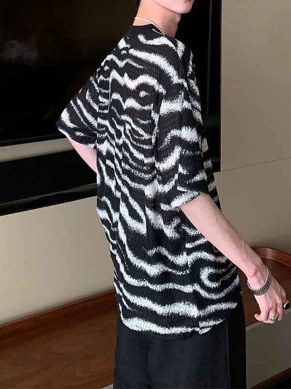 Mens Zebra Print Sheer Short Sleeve T-Shirt SKUK71315