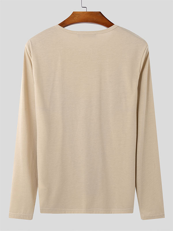 Mens Lace Print Knit Long-Sleeve T-Shirt SKUL02082