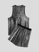 Mens Silver Shiny Casual Two Pieces Outfit SKUL19762