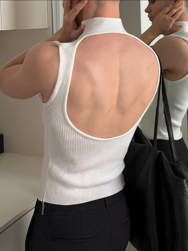 Men's Back Hollow Knitted Texture Tank SKUL38851