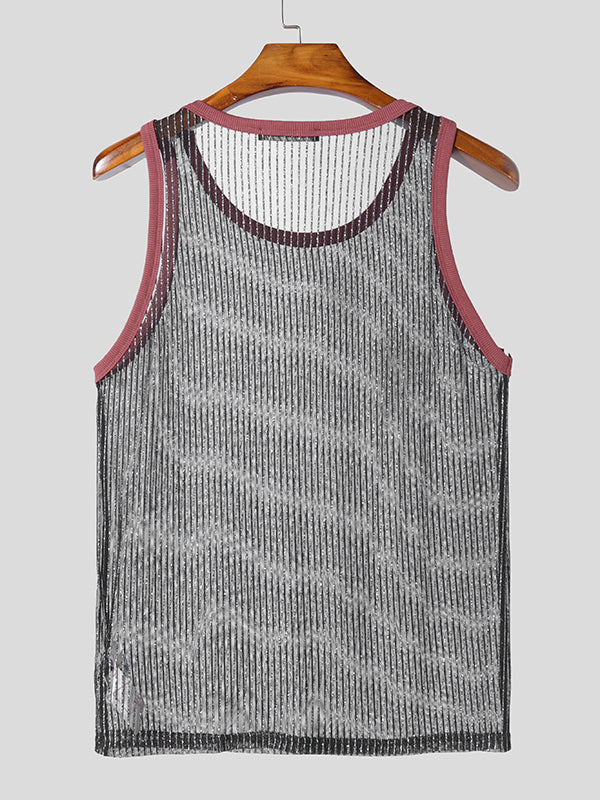 Mens Mesh Sheer Colorblock Tank SKUK97850