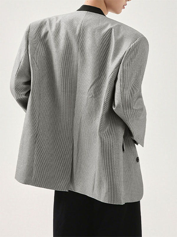 Men's Colorblock Plaid Long Sleeve Blazer SKUL27298