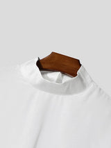 Men's Multi Layer Design Chiffon High Neck Long Sleeve T-shirt SKUL46100