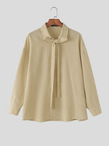 Men's Plaid Bow Long Sleeve Shirt SKUL45417