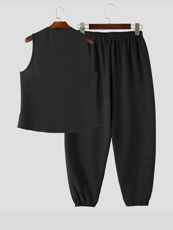 Men's Resort Streetwear High Street Crew Neck Two Pieces Outfit SKUL71417