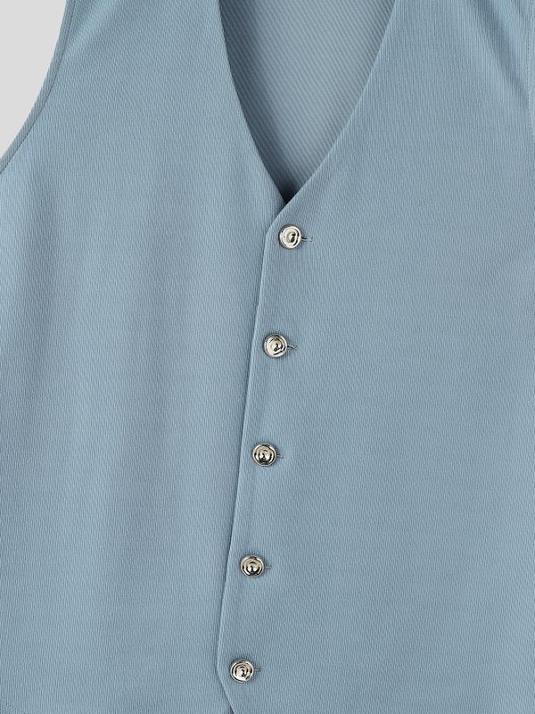Men's Smart-Casual V-Neck Ribbed Knit Button-Down Waistcoat SKUL76360