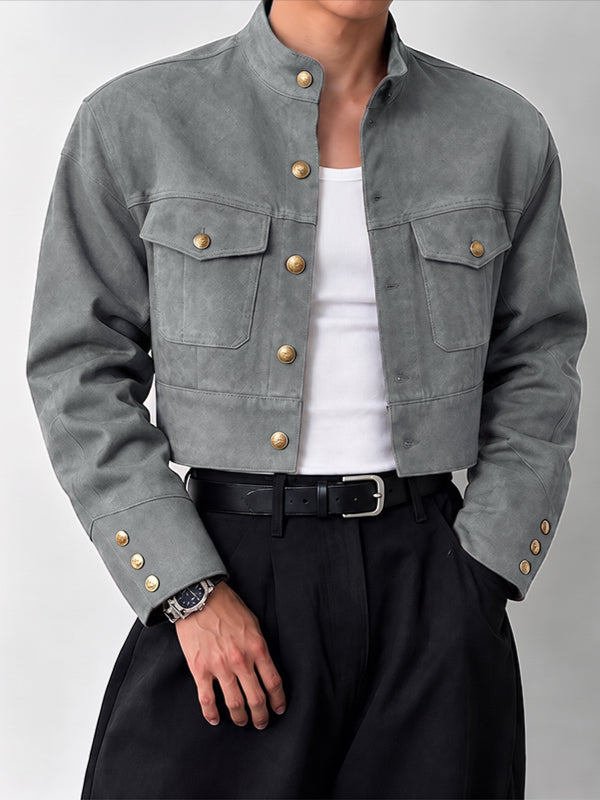 [Pre-order] Men's Neo-Chinese Chic Evening Gala Mandarin Collar Five-Button Cropped Jacket SKUL89239