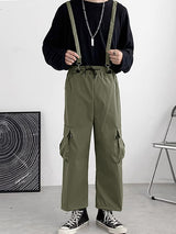 Mens Solid Casual Drawstring Waist Cargo Overall SKUK41156