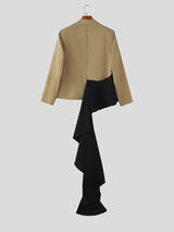 Men's Colorblock Ruffled Patchwork Long Sleeve Blazer SKUL40177