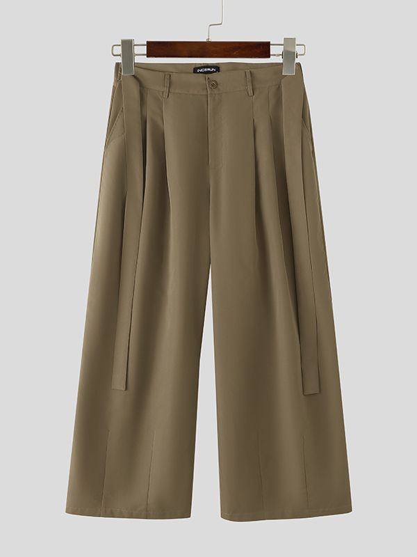 Men's Solid Color Ribbon Casual Long Pant SKUL53041