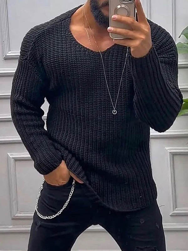 Mens Knitted Textured Long Sleeve T-Shirt SKUK72325