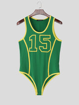 Men's Number Print Colorblock Bodysuit SKUL22306