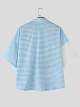 Men's Avant-Garde Playful Kidcore Gingham Patchwork Shirt SKUL59530