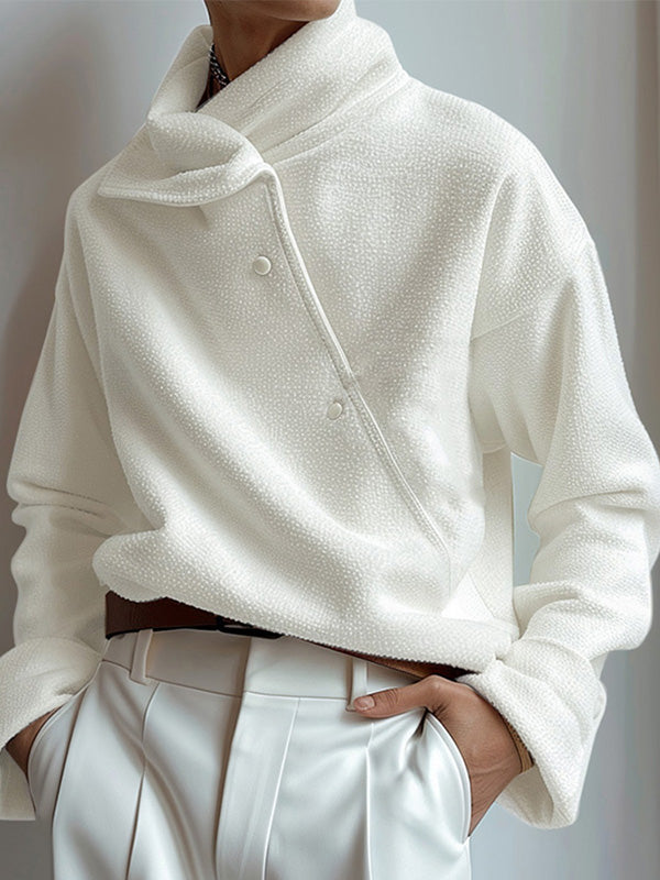 Mens Asymmetrical Neck Long Sleeve Sweatshirt SKUK80505