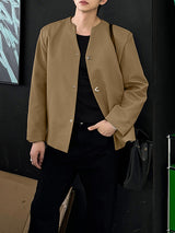 Men's Solid Color Loose Padded Shoulder Long Sleeve Blazer SKUL30806