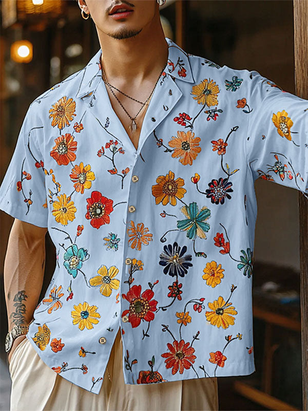 Mens Floral Print Short Sleeve Shirt SKUL07494