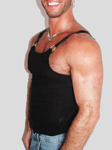 Mens Striped Textured Fitted Sleeveless Tank SKUL01119