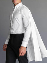 Mens Cape Patchwork Design Long-Sleeve Shirt SKUK92676