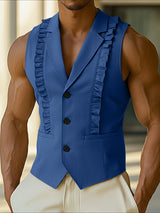 Men's Ruffled Patchwork Casual Waistcoat SKUL40107