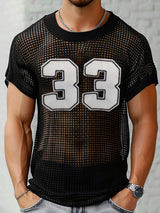 Mens Digital Printed Mesh Round Neck T-Shirt SKUK72786