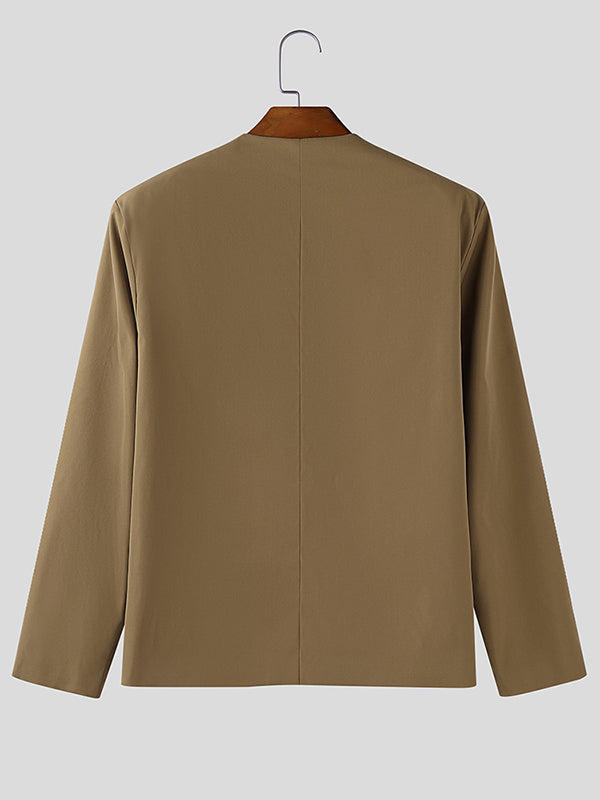 Men's Solid Color Loose Padded Shoulder Long Sleeve Blazer SKUL30806