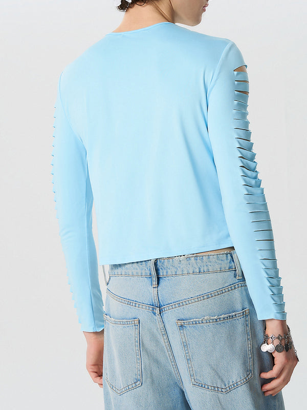 Mens Cutout See Through Long Sleeve T-Shirt SKUK53008