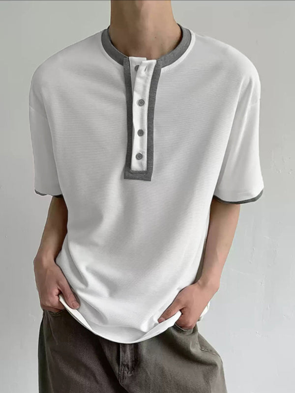 Mens Contrast Color Casual Short Sleeve T-Shirt SKUL17890