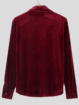 Men's Velvet Ruffle Long Sleeve Shirt SKUL42684