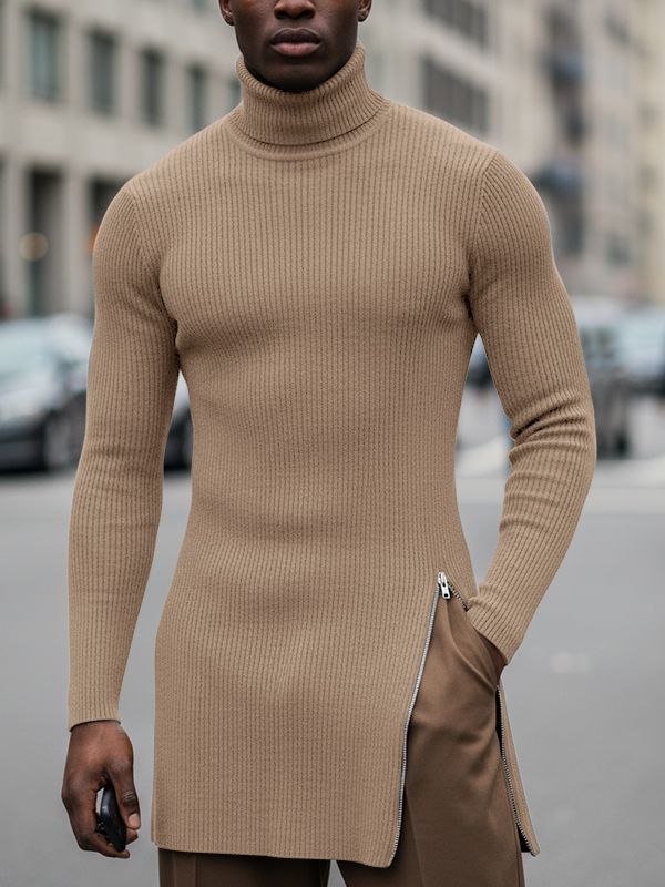 Men's Deconstructed Split Textured Long Sleeve T-shirt SKUL46252