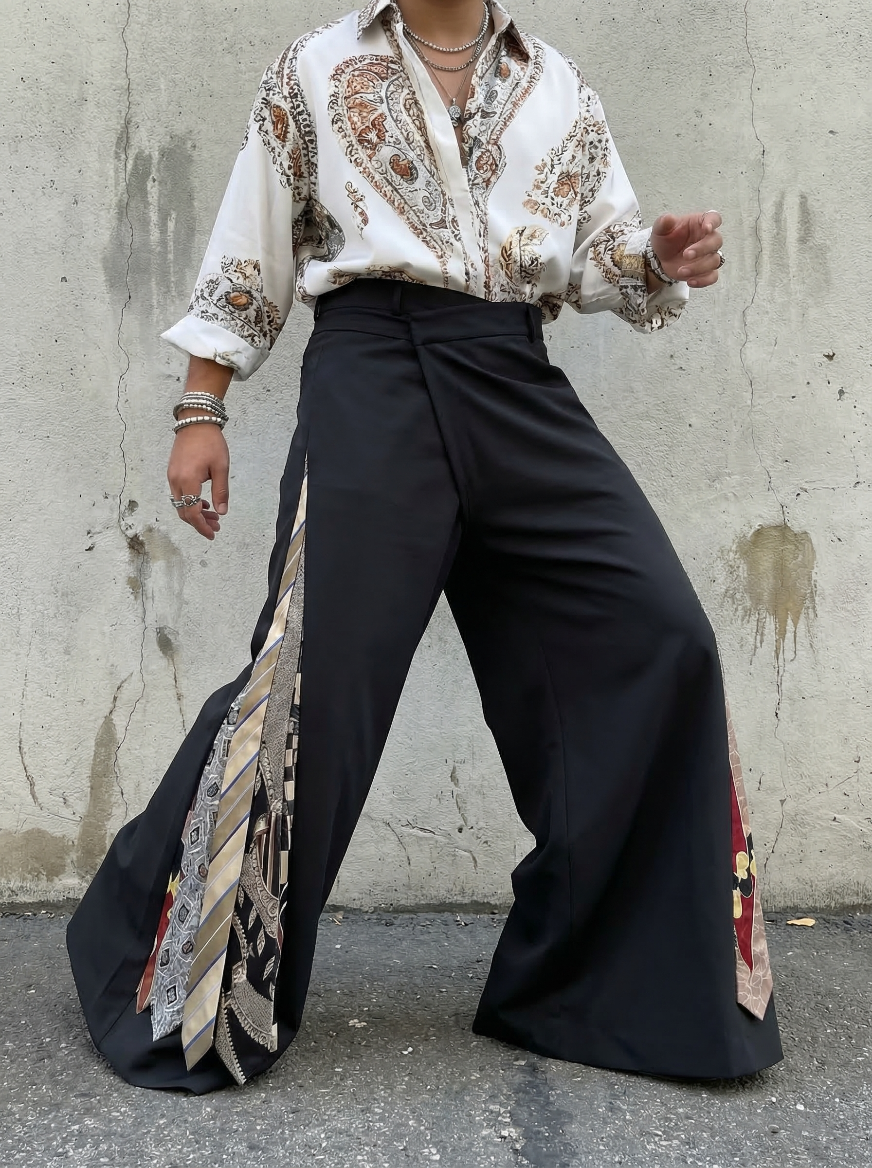 Men's Avant-Garde Deconstructed Wide-Leg Pant SKUL65081