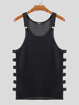 Mens Textured Hollow-Out Sleeveless Tank SKUL05264