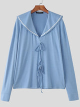 Men's Casual Sailor Collar Long Sleeve T-shirt SKUL46015