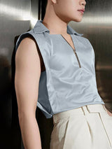 Mens Solid Color Half-Zip Tank SKUL07647