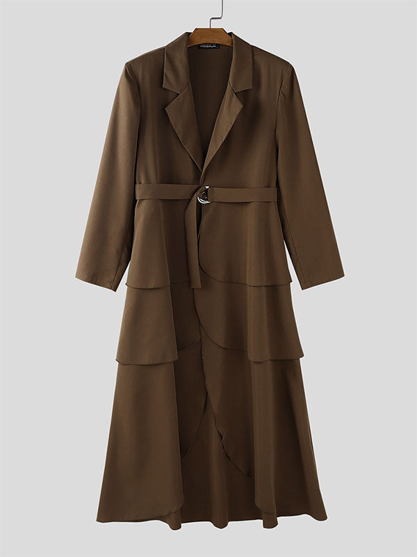 Men's Ruffled Patchwork Casual Long Sleeve Blazer SKUL29594