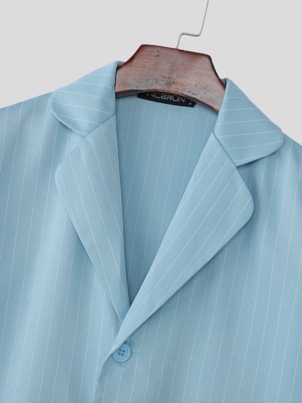 Men's Striped Short Sleeve Casual Two Pieces Outfit SKUL52640