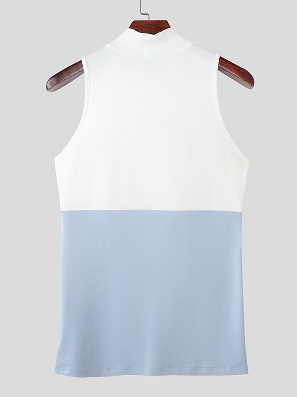 Men's Chest Cut Design Contrast Color Tank SKUL51922